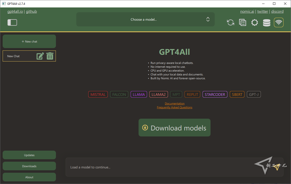 开源 免费 离线 gtp4 语音大模型搭建极其简单无需GPU 聊天机器人 gpt4all v2.7.4